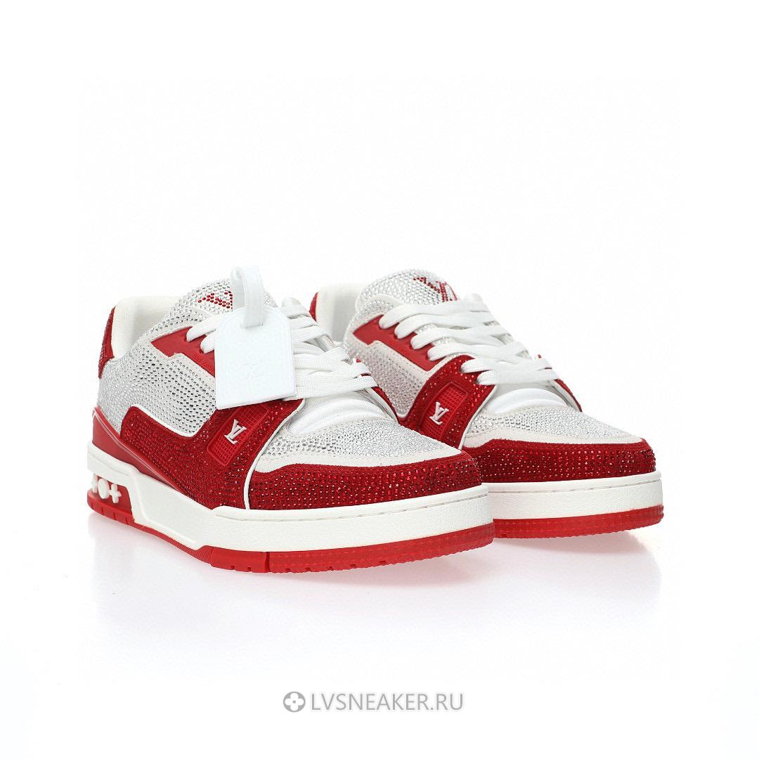 Louis Vuitton LV Trainer "Red Grey Crystal" 1AD5NS-2 Sneakers