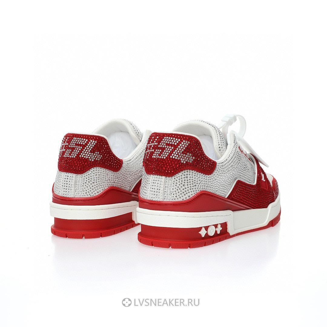 Louis Vuitton LV Trainer "Red Grey Crystal" 1AD5NS-2 Sneakers