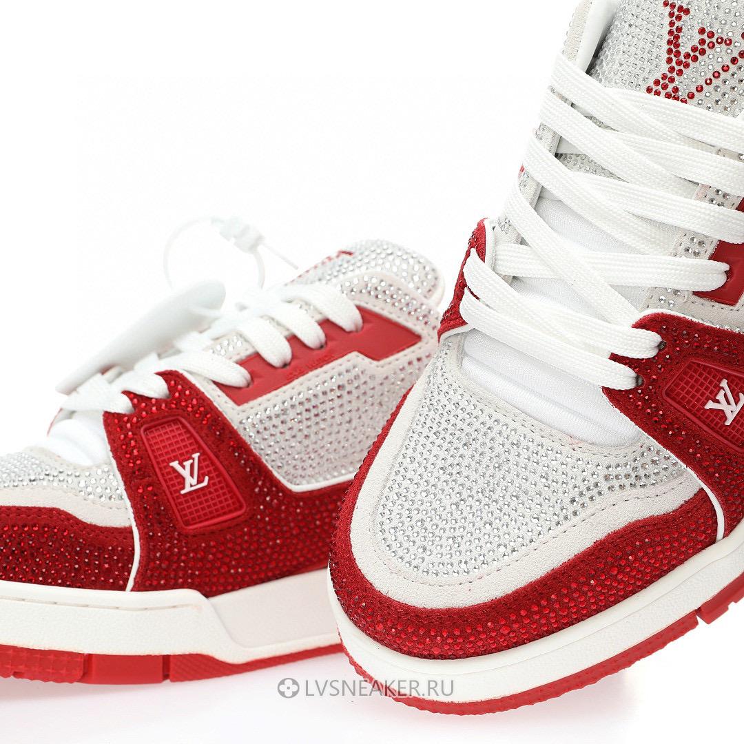 Louis Vuitton LV Trainer "Red Grey Crystal" 1AD5NS-2 Sneakers