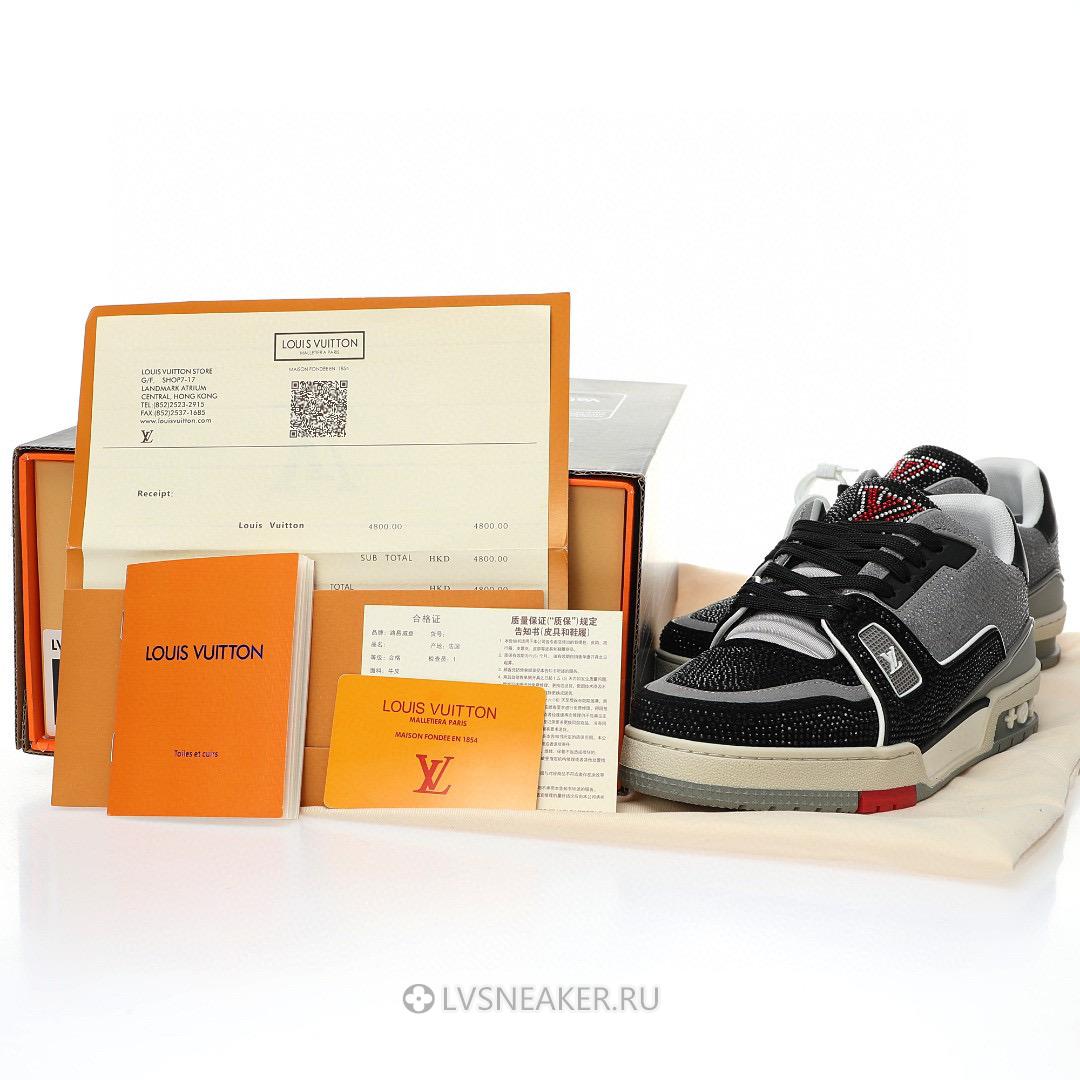 Louis Vuitton LV Trainer "Black Grey Crystal" 1AA6PV Sneakers