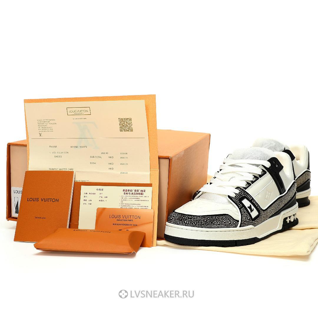 Louis Vuitton LV Trainer "Black White Swarovski" 1ABM08 Sneakers