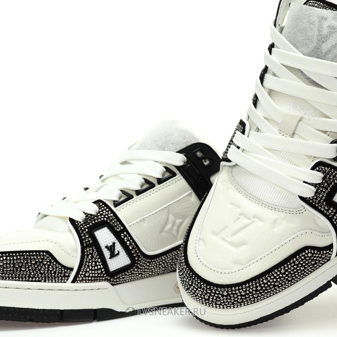 Louis Vuitton LV Trainer "Black White Swarovski" 1ABM08 Sneakers