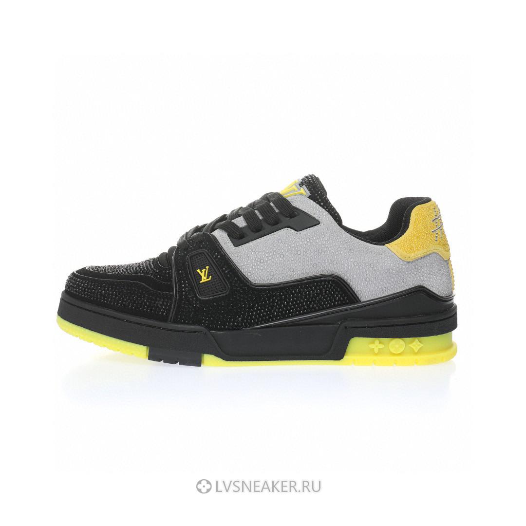 Louis Vuitton LV Trainer "Black Grey Yellow Crystals" 1A9JXJ Sneakers