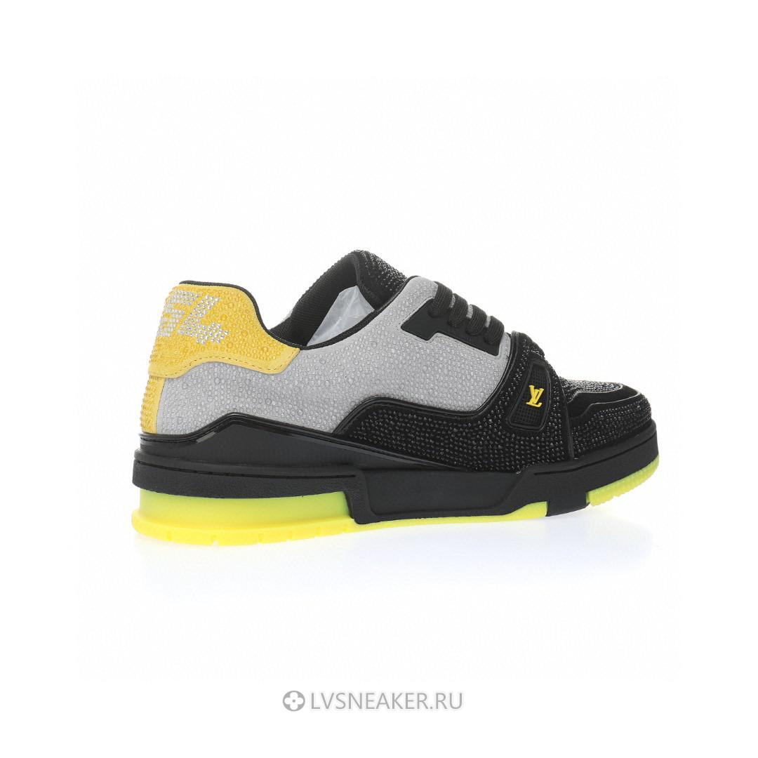Louis Vuitton LV Trainer "Black Grey Yellow Crystals" 1A9JXJ Sneakers