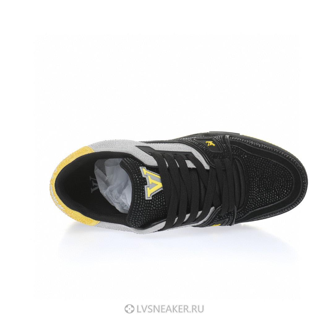 Louis Vuitton LV Trainer "Black Grey Yellow Crystals" 1A9JXJ Sneakers