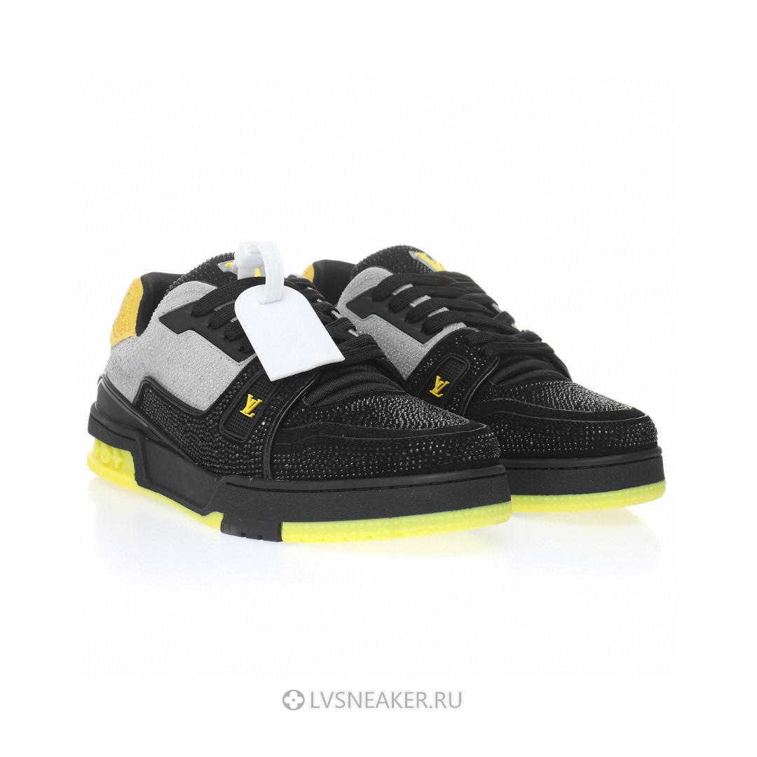Louis Vuitton LV Trainer "Black Grey Yellow Crystals" 1A9JXJ Sneakers