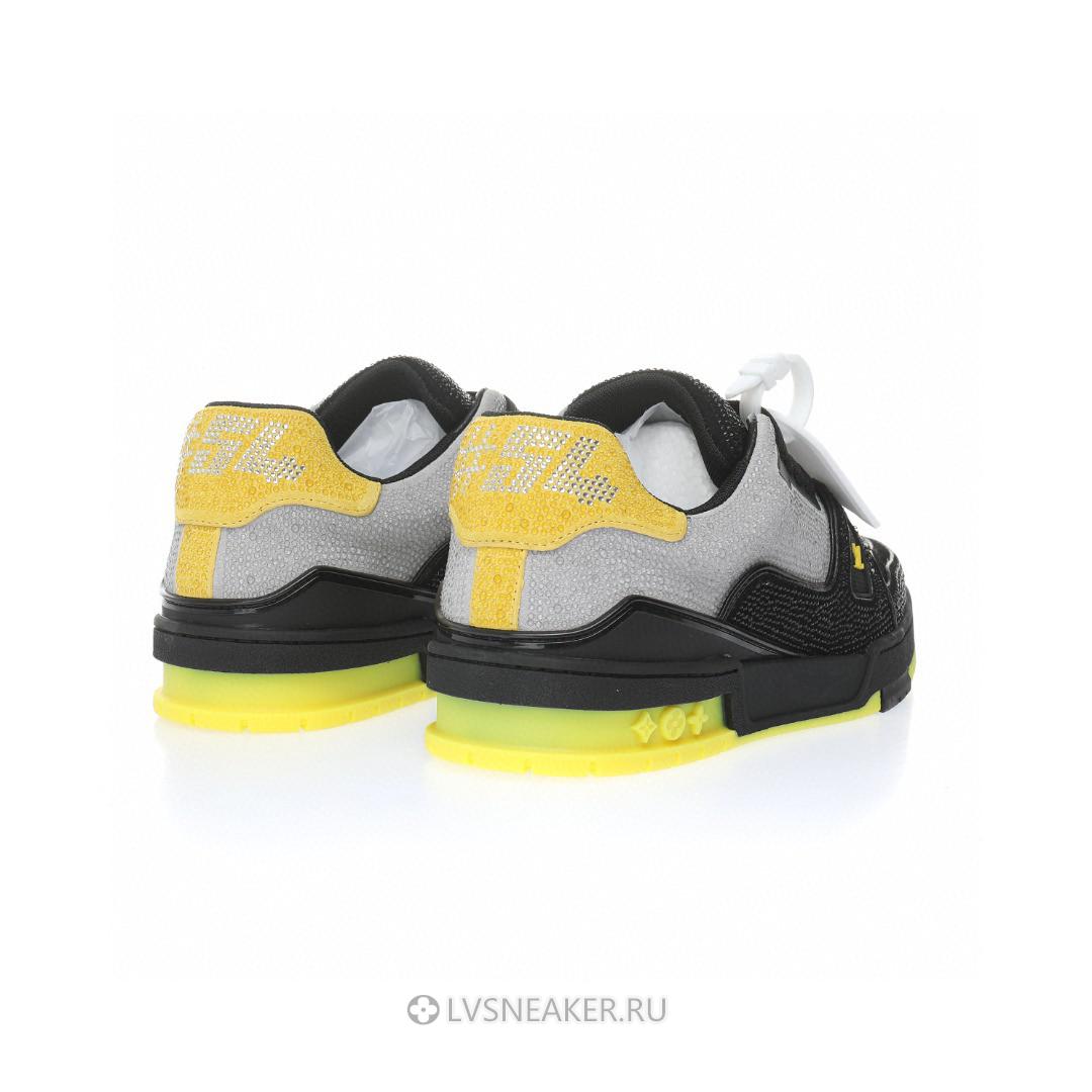Louis Vuitton LV Trainer "Black Grey Yellow Crystals" 1A9JXJ Sneakers