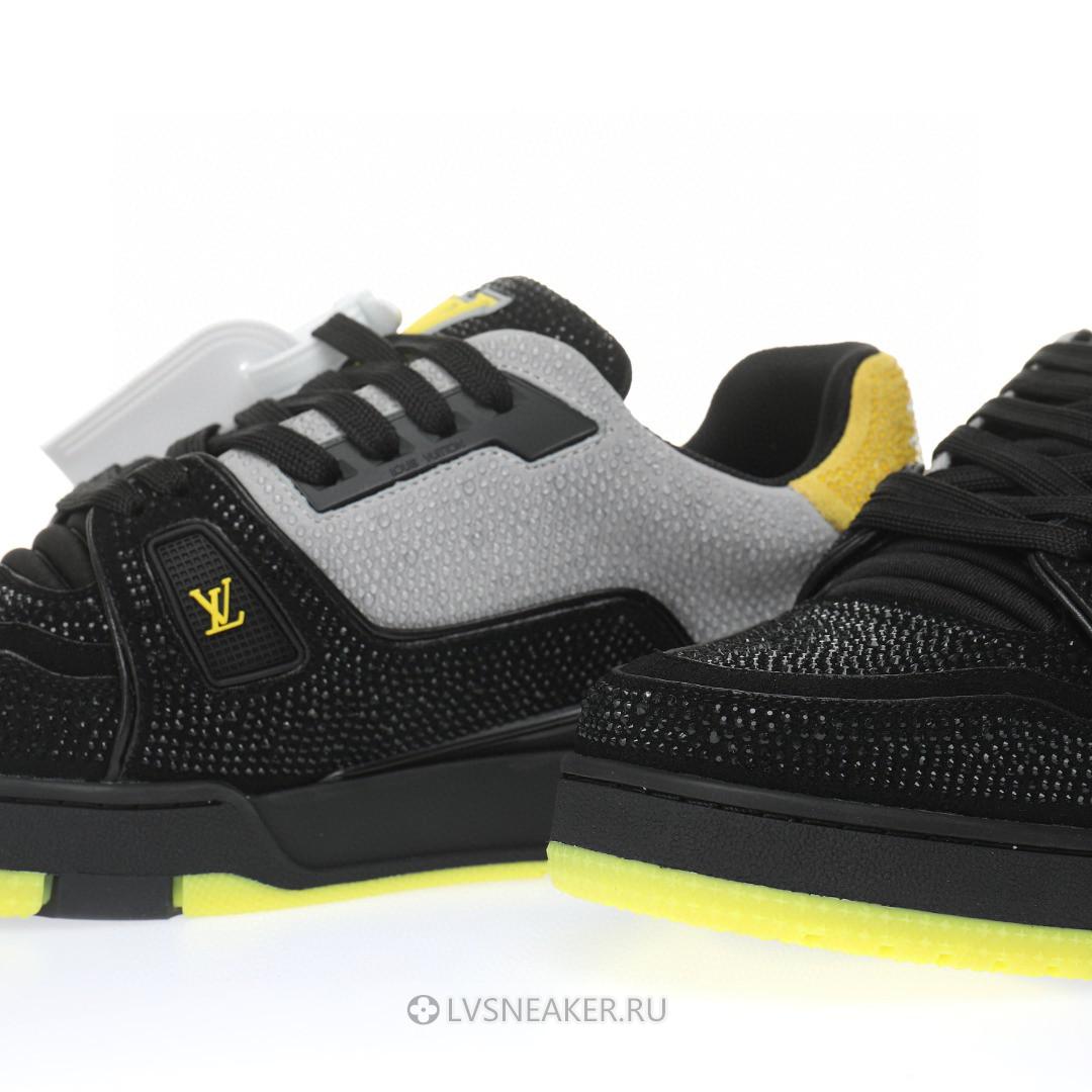 Louis Vuitton LV Trainer "Black Grey Yellow Crystals" 1A9JXJ Sneakers