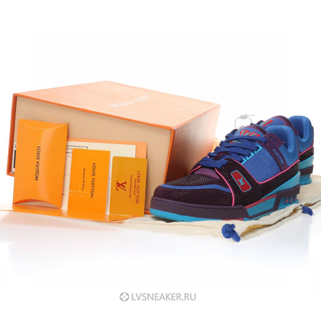 Louis Vuitton LV Trainer "Blue Purple with Crystals" 1A9JWH Sneakers
