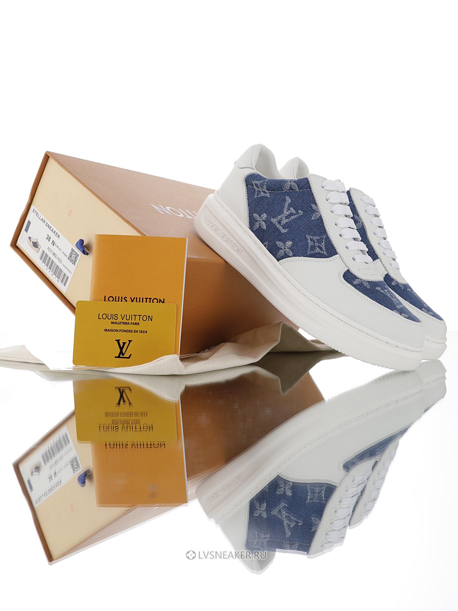 Louis Vuitton LV Beverly Hills "White with Blue Denim Monogram" 1AA47X-2 Sneakers