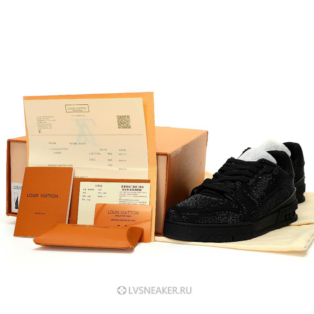 Louis Vuitton LV Trainer "Black Rhinestones" 1A815L-2 Sneakers