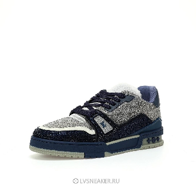 Louis Vuitton LV Trainer "Grey Blue Crystals" 1AA6QZ-2 Sneakers