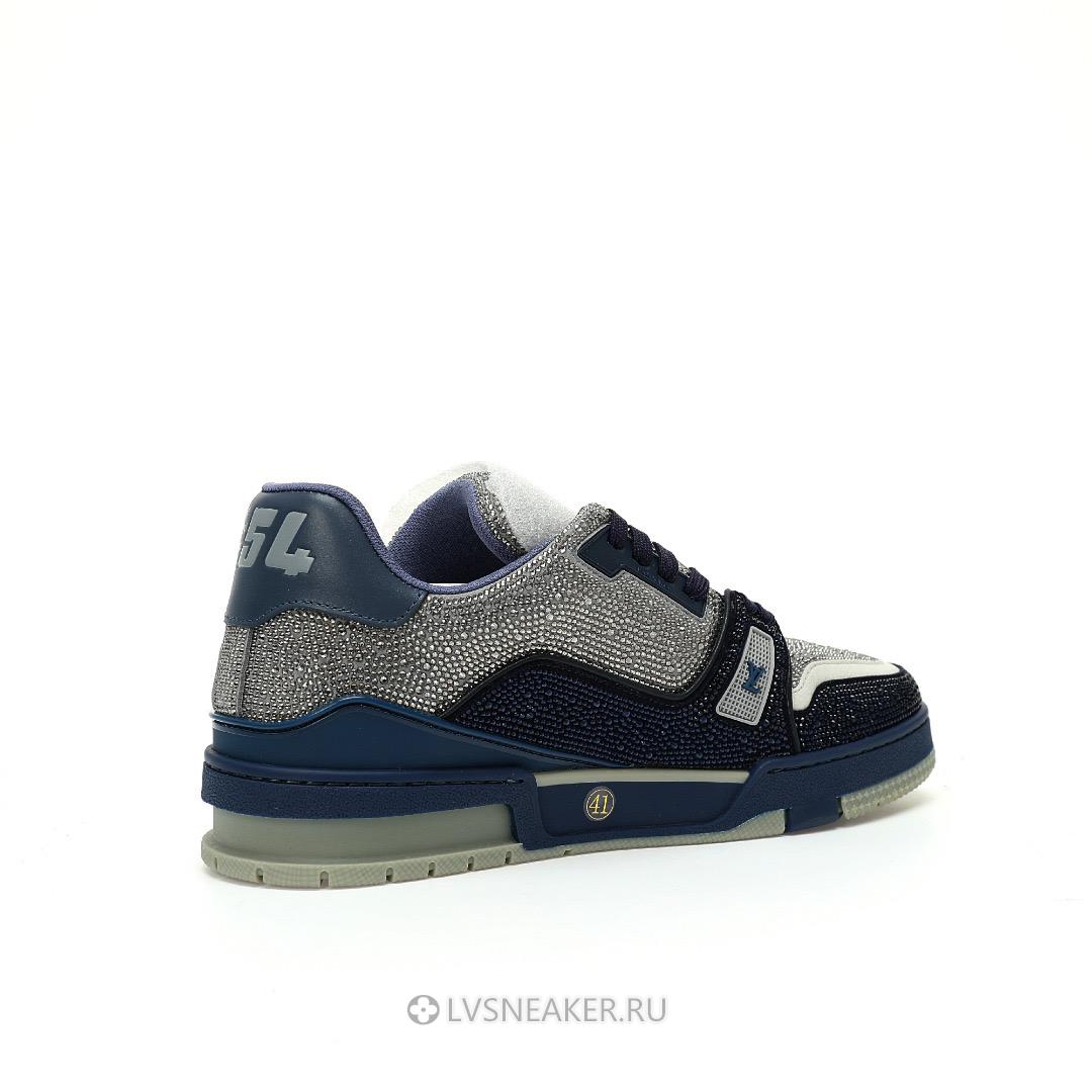 Louis Vuitton LV Trainer "Grey Blue Crystals" 1AA6QZ-2 Sneakers