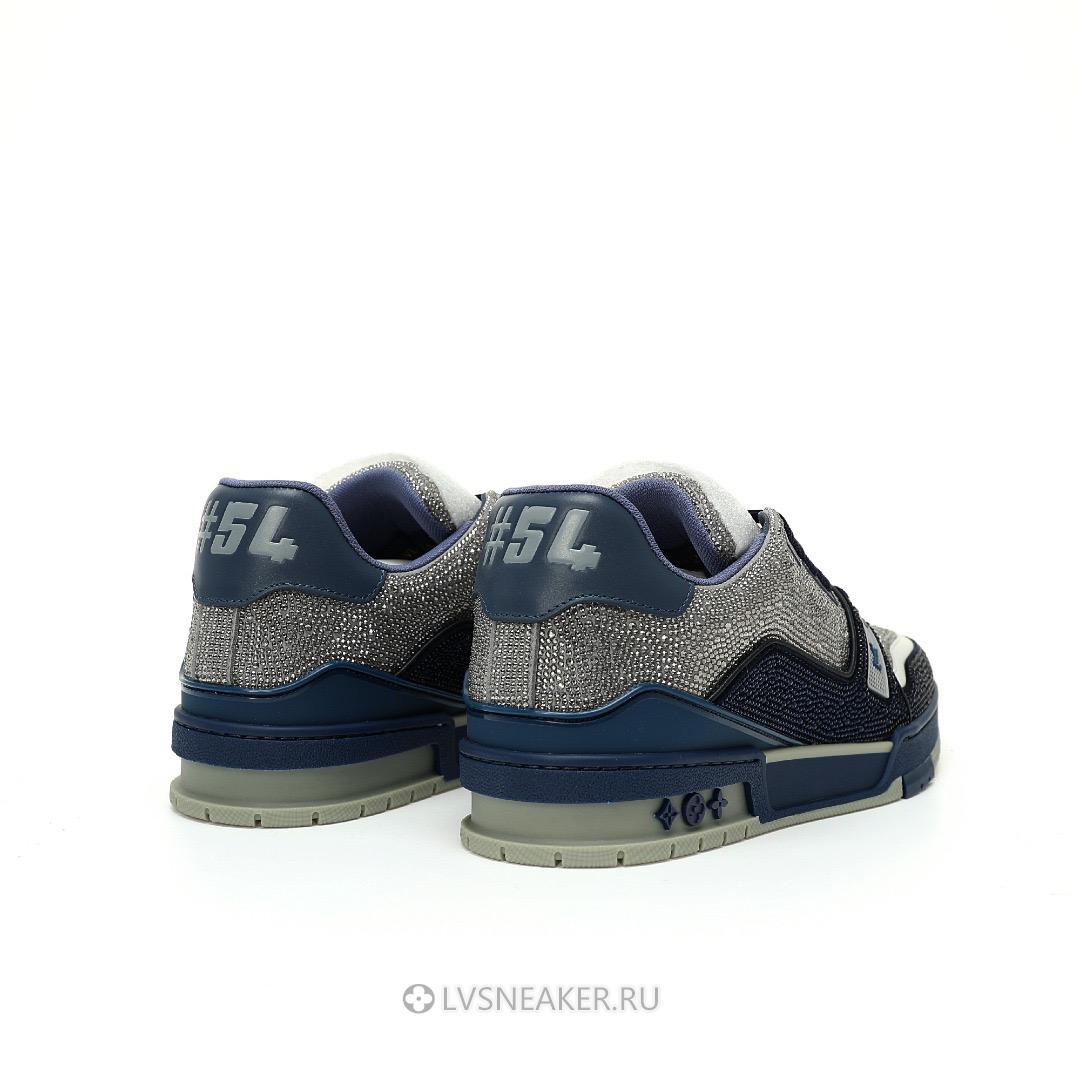 Louis Vuitton LV Trainer "Grey Blue Crystals" 1AA6QZ-2 Sneakers