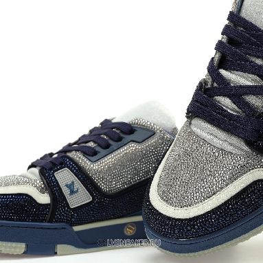 Louis Vuitton LV Trainer "Grey Blue Crystals" 1AA6QZ-2 Sneakers