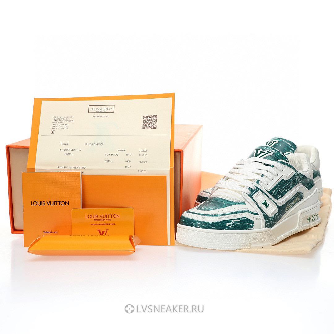 Louis Vuitton LV Trainer "White Green Colored" 1ABLX3 Sneakers