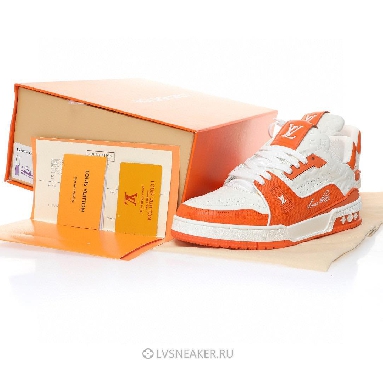 Louis Vuitton LV Trainer "White Minimonogram Orange" 1ABOJY Sneakers