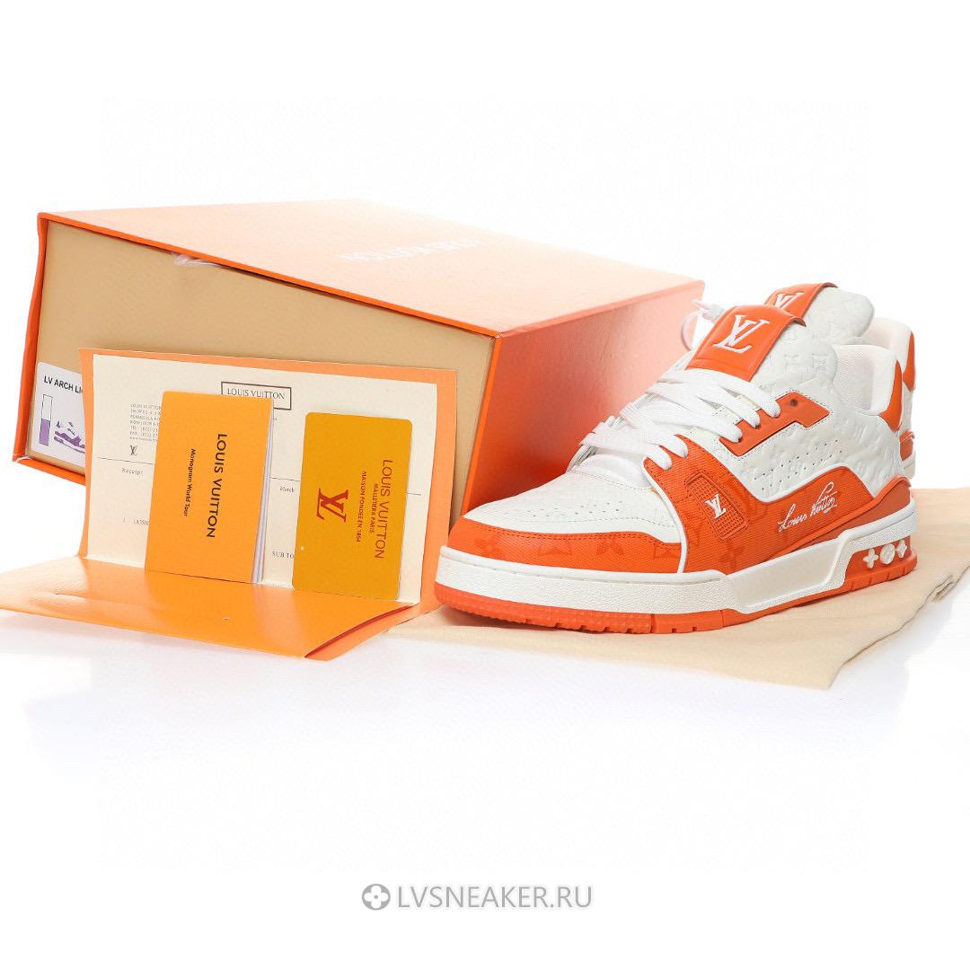 Louis Vuitton LV Trainer "White Minimonogram Orange" 1ABOJY Sneakers