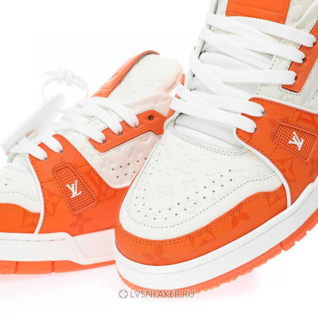 Louis Vuitton LV Trainer "White Minimonogram Orange" 1ABOJY Sneakers