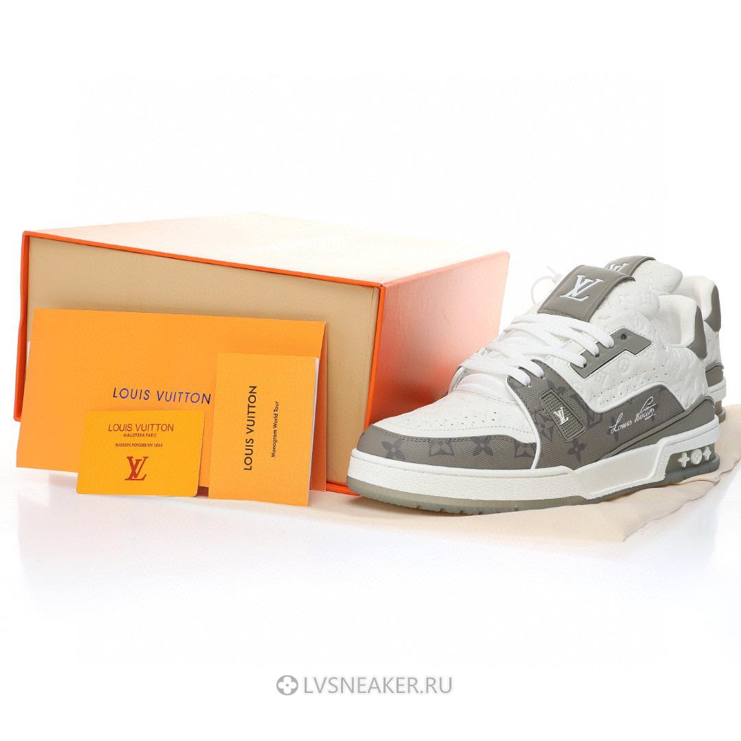 Louis Vuitton LV Trainer "White Grey Monogram" 1AANGJ-2 Sneakers