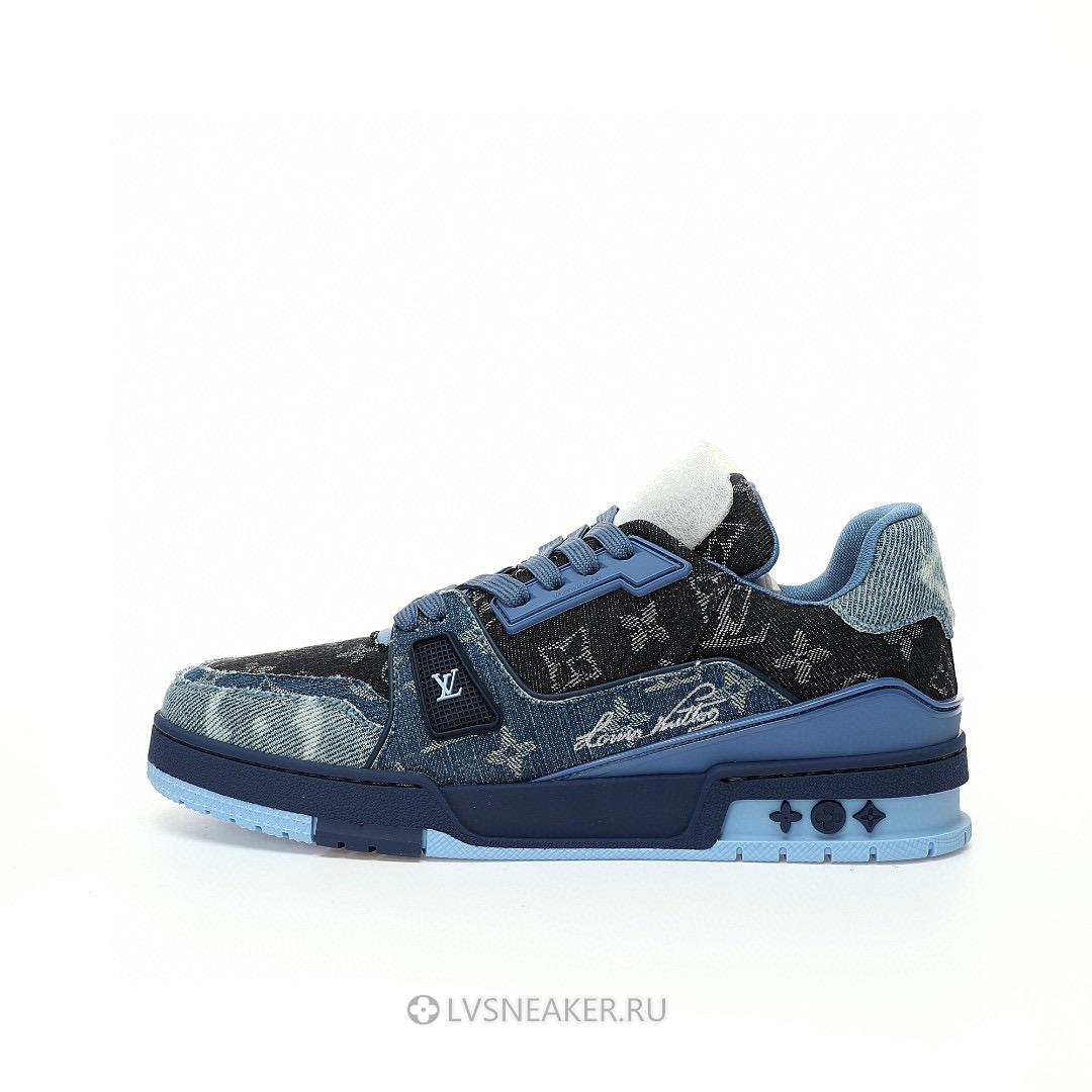 Louis Vuitton LV Trainer "Blue Patchwork Monogram Denim" 1AC4YN Sneakers