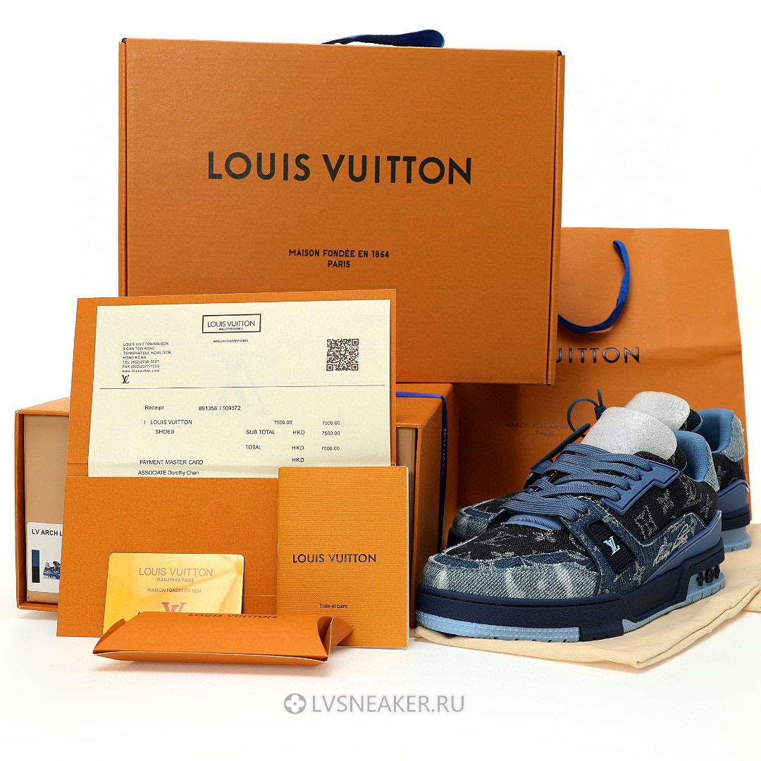 Louis Vuitton LV Trainer "Blue Patchwork Monogram Denim" 1AC4YN Sneakers