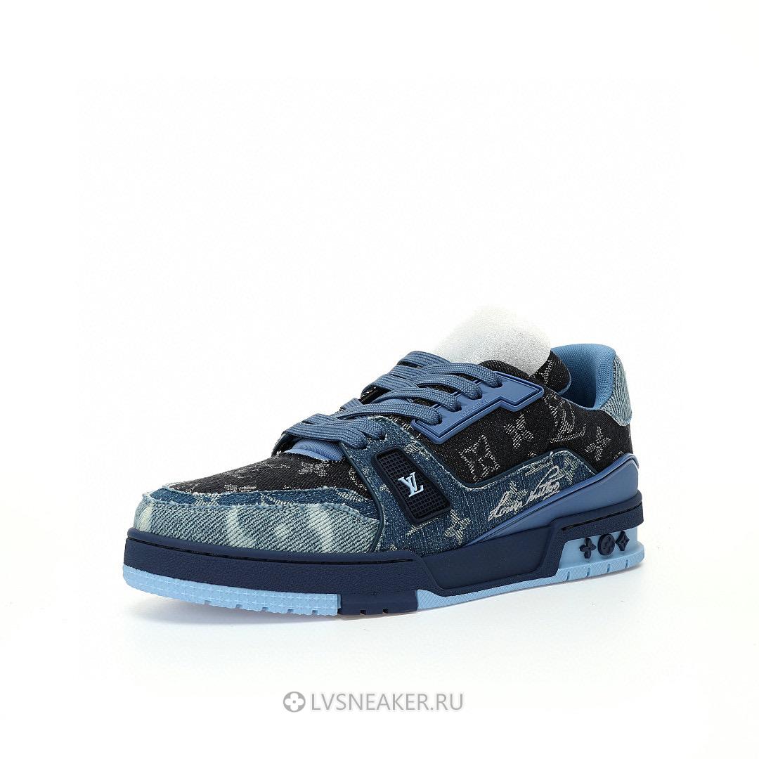 Louis Vuitton LV Trainer "Blue Patchwork Monogram Denim" 1AC4YN Sneakers