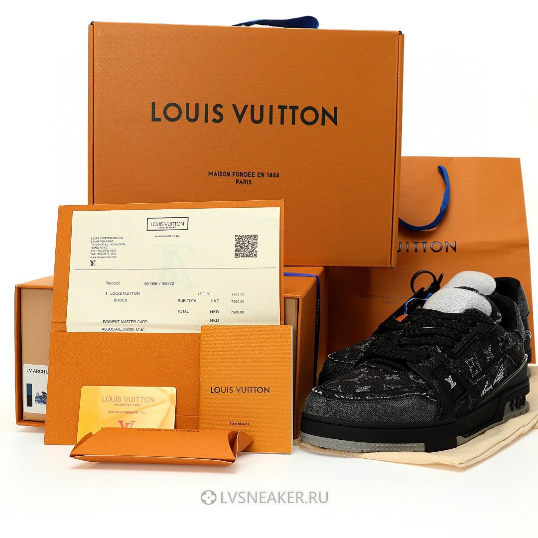 Louis Vuitton LV Trainer "Black Monogram Denim" 1ACFS1 Sneakers