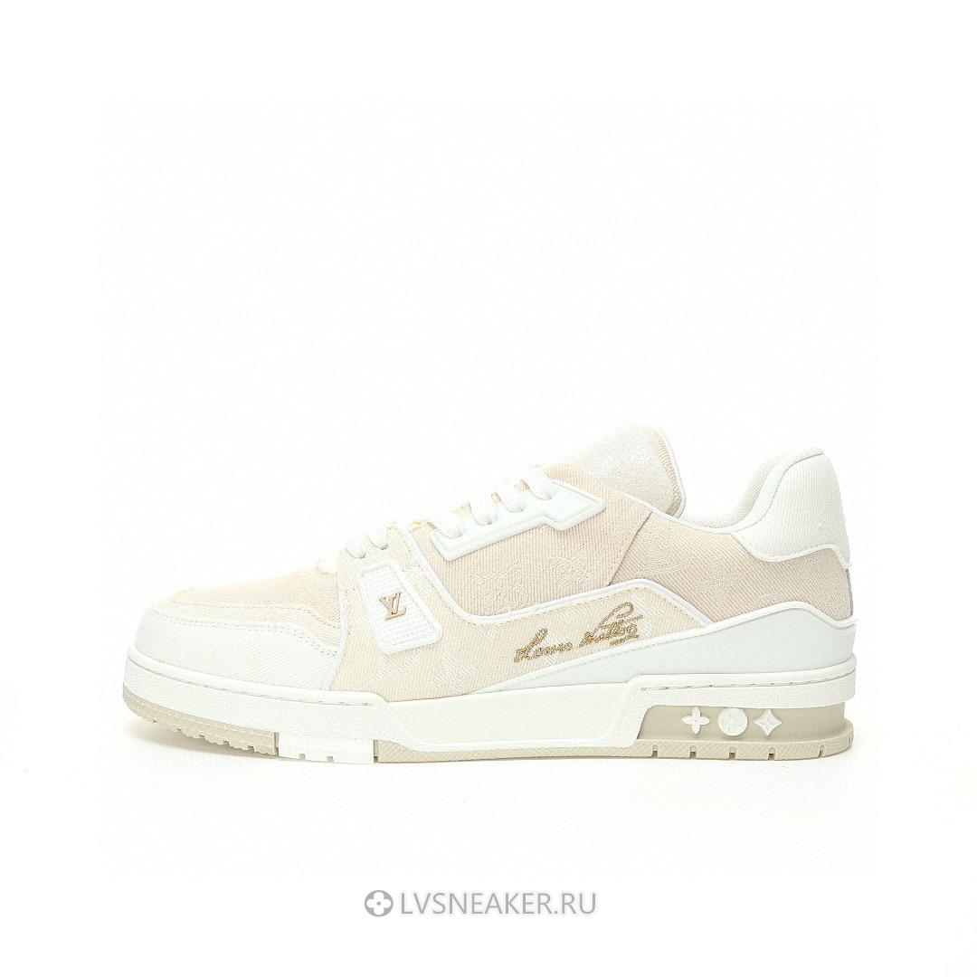 Louis Vuitton LV Trainer "Beige White Monogram Denim" 1AC689-2 Sneakers