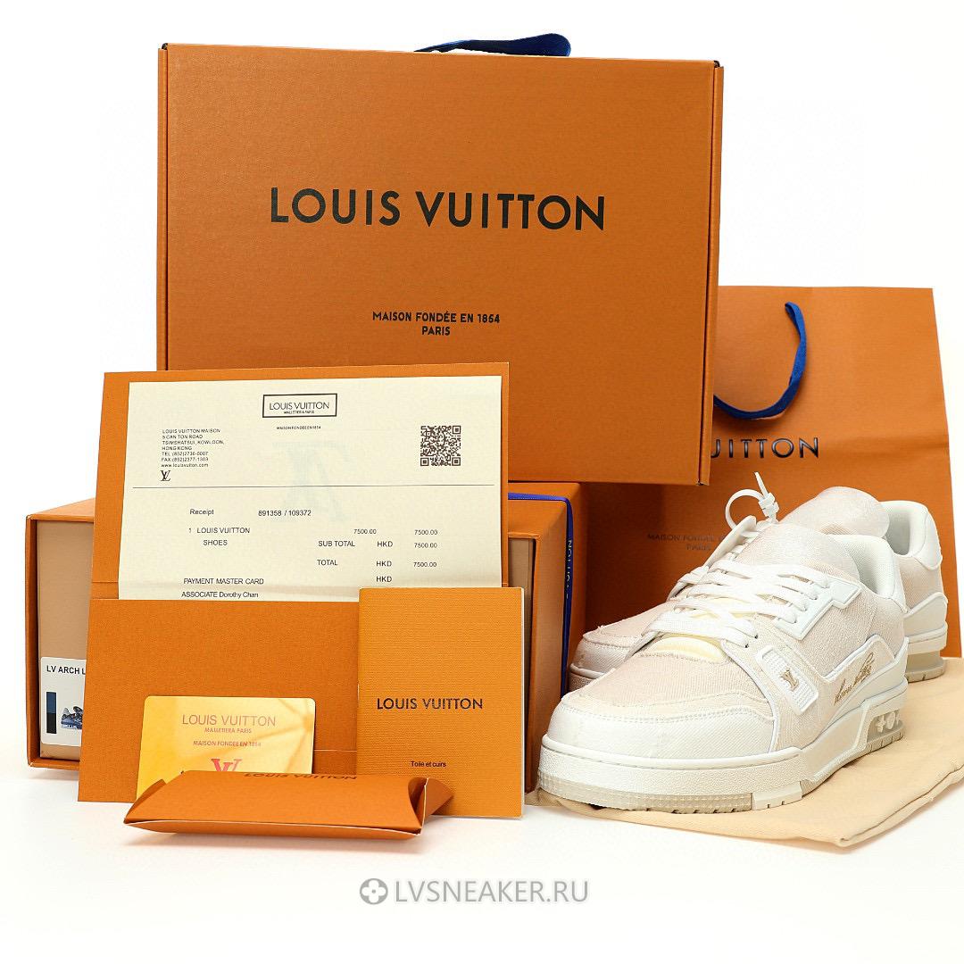 Louis Vuitton LV Trainer "Beige White Monogram Denim" 1AC689-2 Sneakers