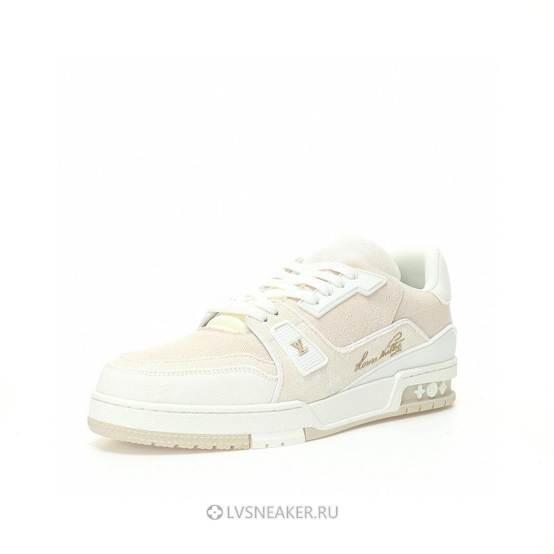 Louis Vuitton LV Trainer "Beige White Monogram Denim" 1AC689-2 Sneakers