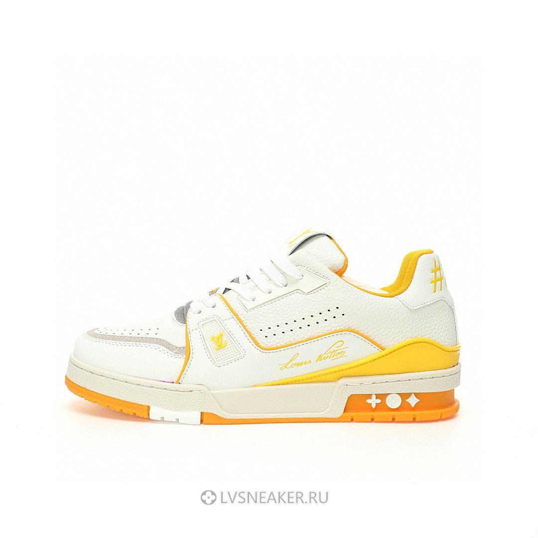 Louis Vuitton LV Trainer "White Yellow Script" 1ACHLH-2 Sneakers