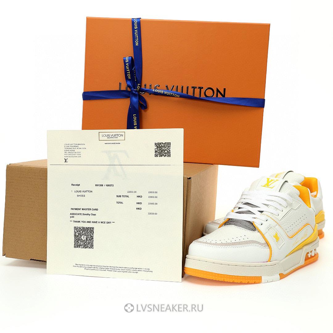 Louis Vuitton LV Trainer "White Yellow Script" 1ACHLH-2 Sneakers