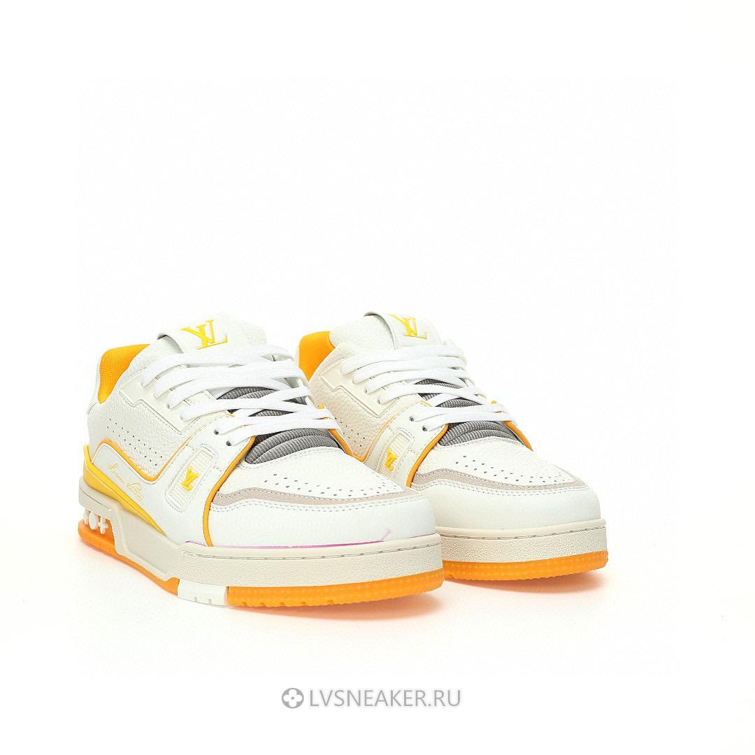 Louis Vuitton LV Trainer "White Yellow Script" 1ACHLH-2 Sneakers