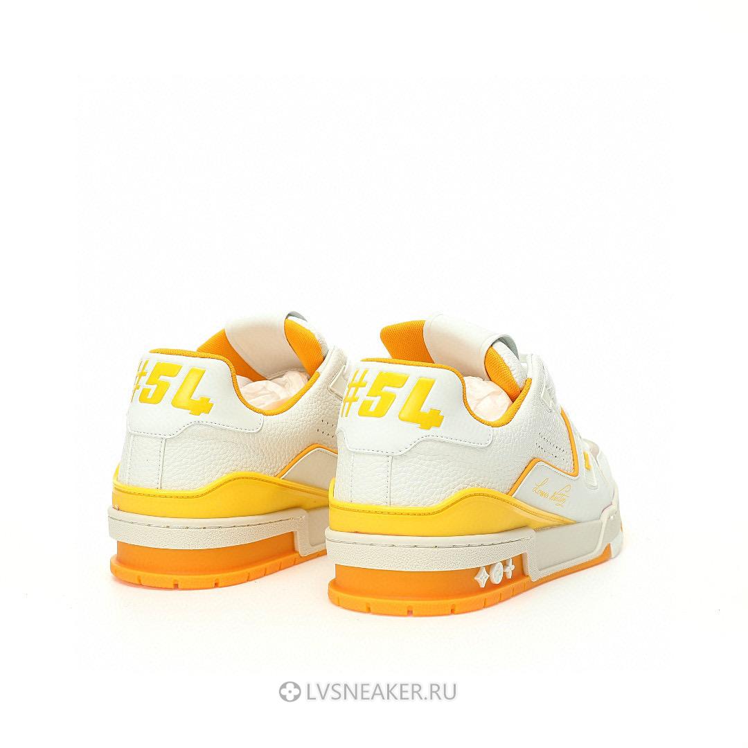 Louis Vuitton LV Trainer "White Yellow Script" 1ACHLH-2 Sneakers