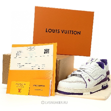 Louis Vuitton LV Trainer "White Purple Script" 1ACHKY-2 Sneakers