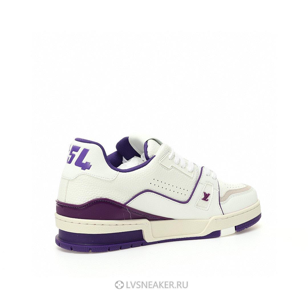 Louis Vuitton LV Trainer "White Purple Script" 1ACHKY-2 Sneakers