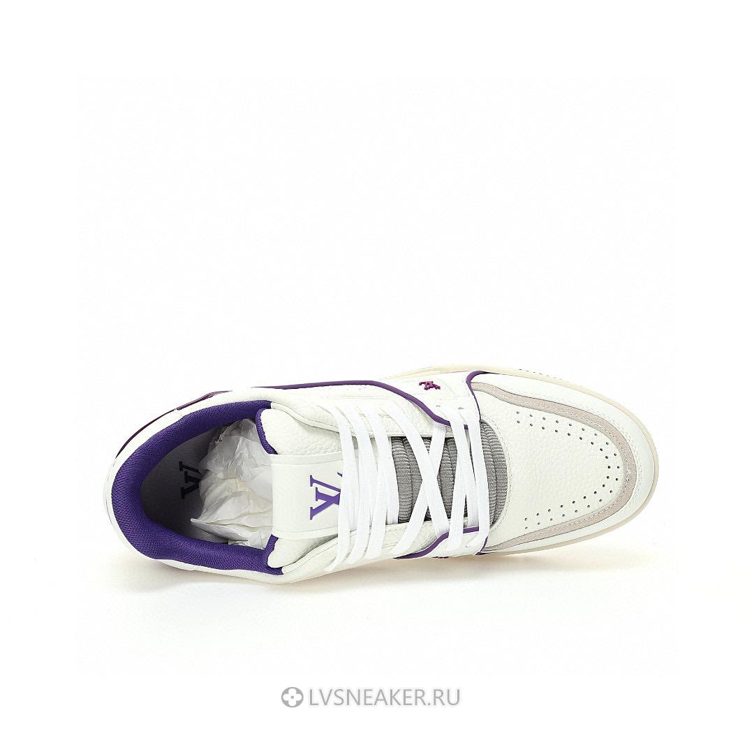 Louis Vuitton LV Trainer "White Purple Script" 1ACHKY-2 Sneakers