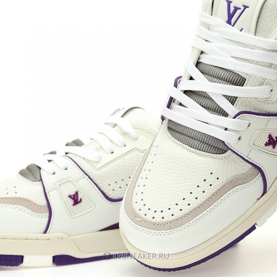 Louis Vuitton LV Trainer "White Purple Script" 1ACHKY-2 Sneakers