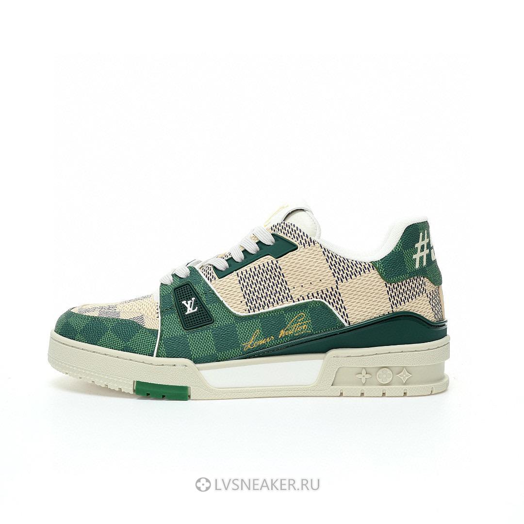 Louis Vuitton LV Trainer "Damier White Green" 1AC58D Sneakers