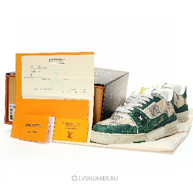 Louis Vuitton LV Trainer "Damier White Green" 1AC58D Sneakers