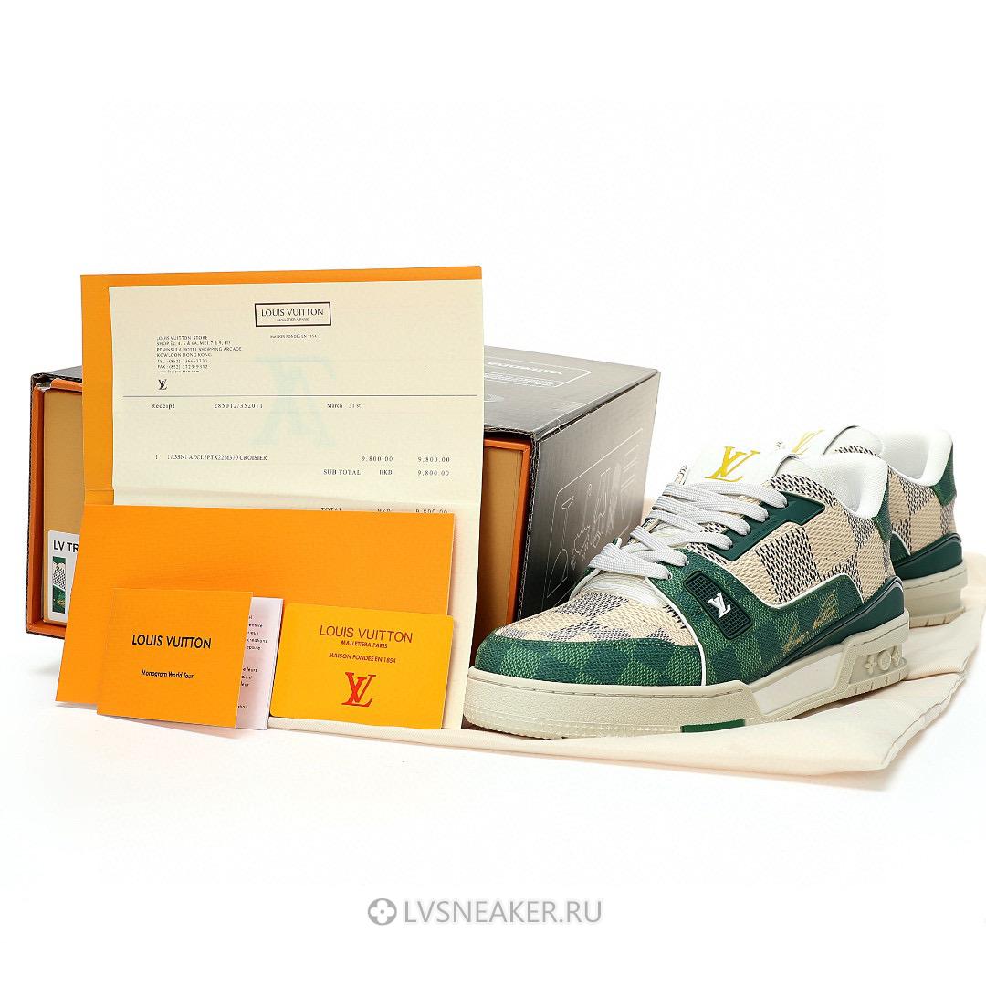Louis Vuitton LV Trainer "Damier White Green" 1AC58D Sneakers