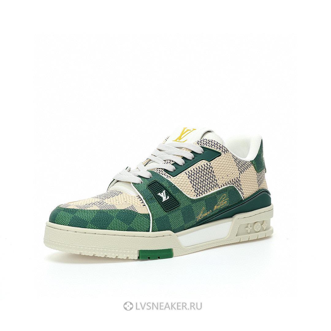 Louis Vuitton LV Trainer "Damier White Green" 1AC58D Sneakers