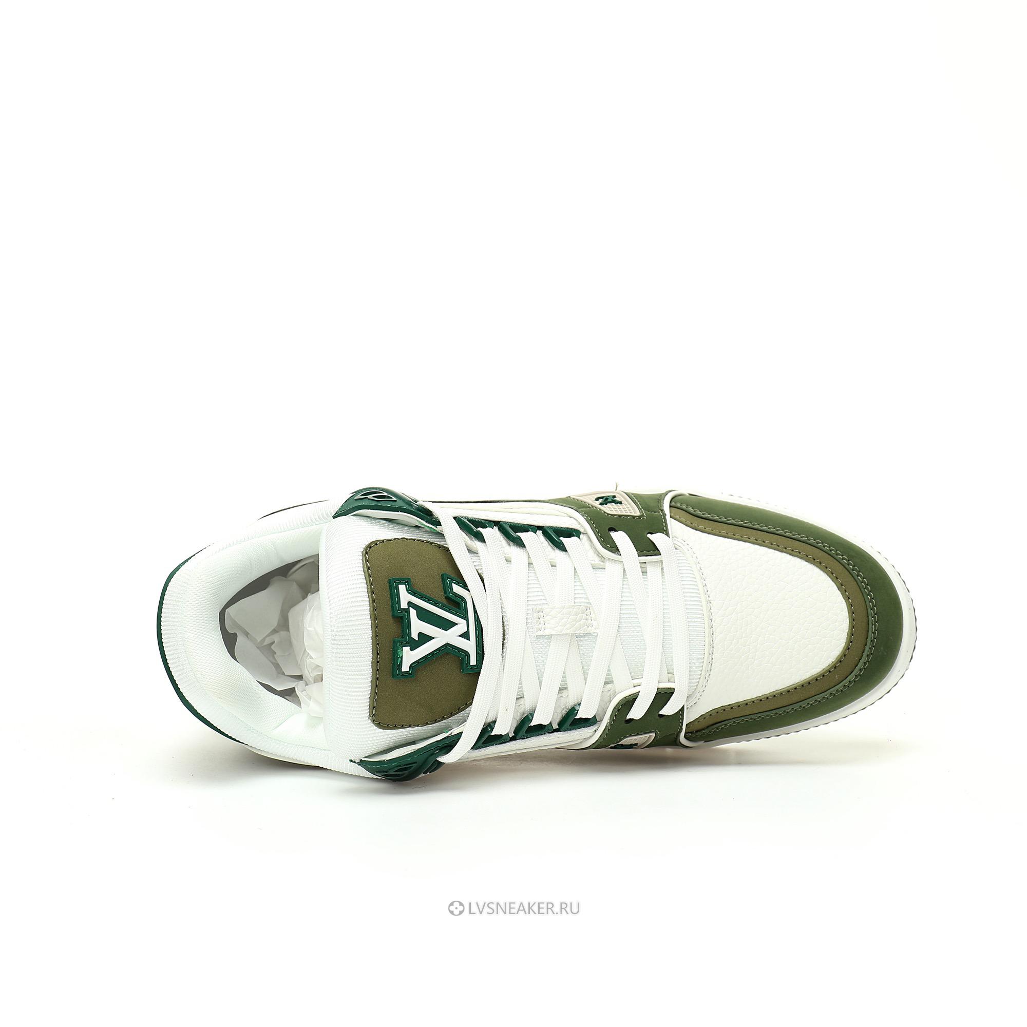 Louis Vuitton LV Trainer "Green White" 1ABLVR Sneakers