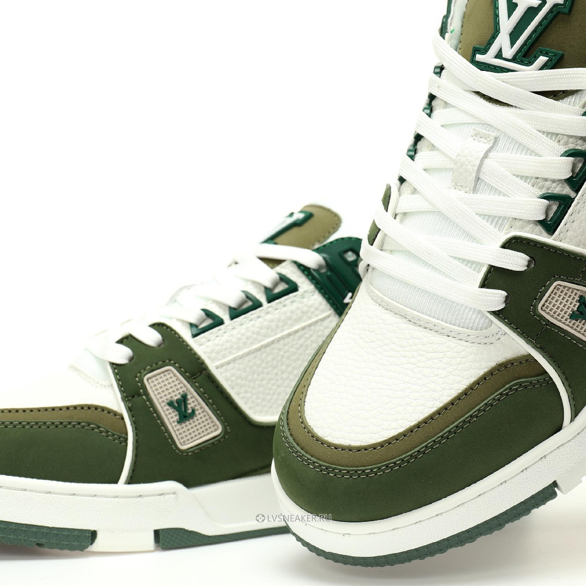 Louis Vuitton LV Trainer "Green White" 1ABLVR Sneakers