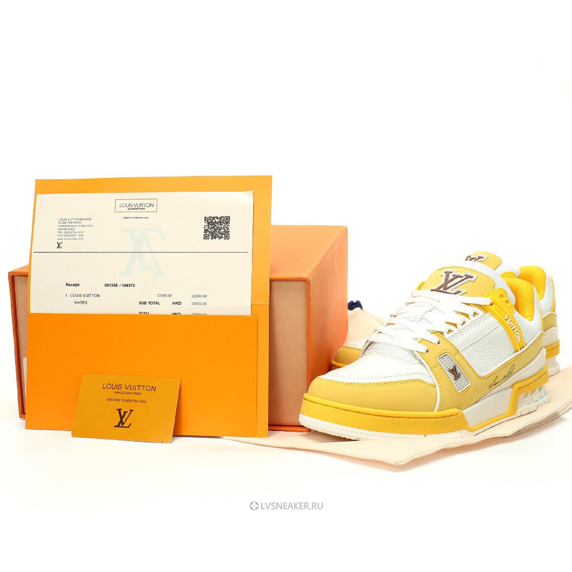 Louis Vuitton LV Trainer "Yellow White" 1AA6XL-2 Sneakers