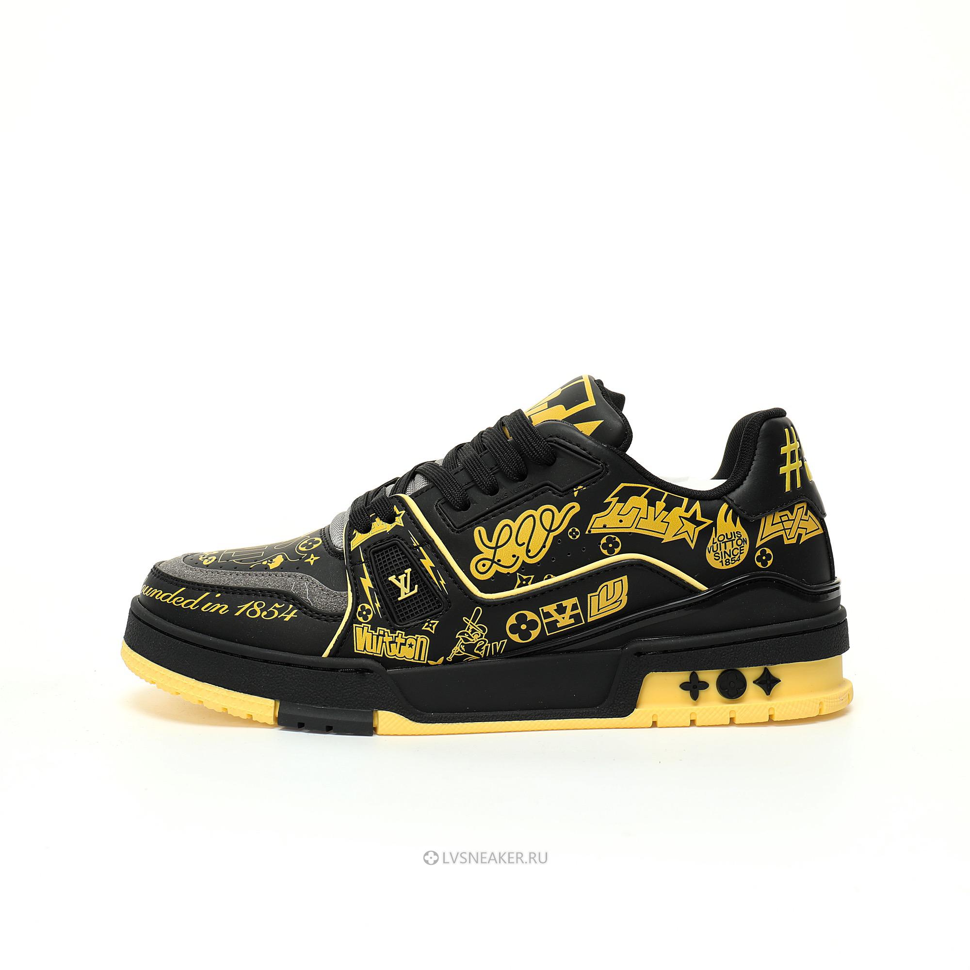 Louis Vuitton LV Trainer "Black Yellow Graffiti" 1ACEJT Sneakers