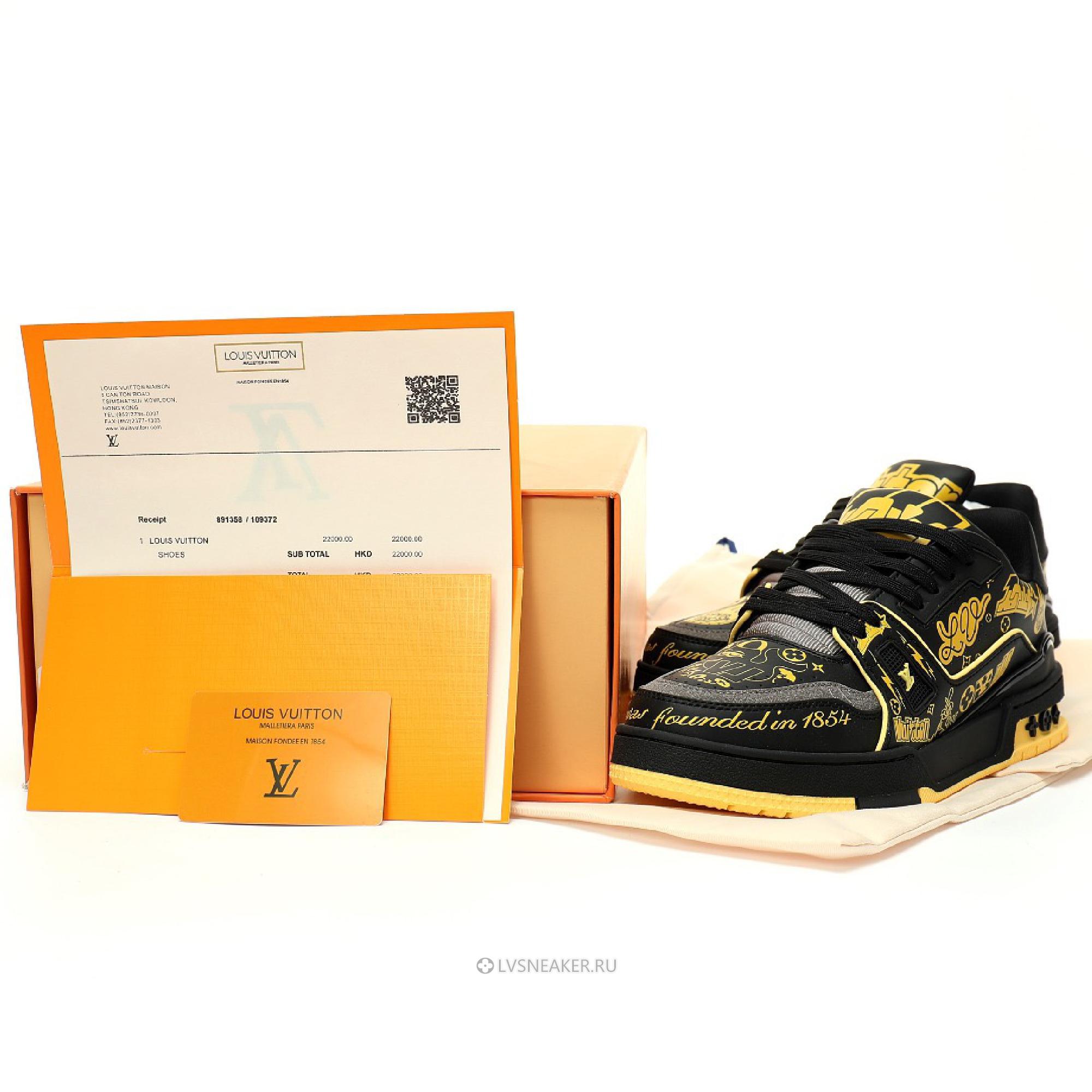 Louis Vuitton LV Trainer "Black Yellow Graffiti" 1ACEJT Sneakers