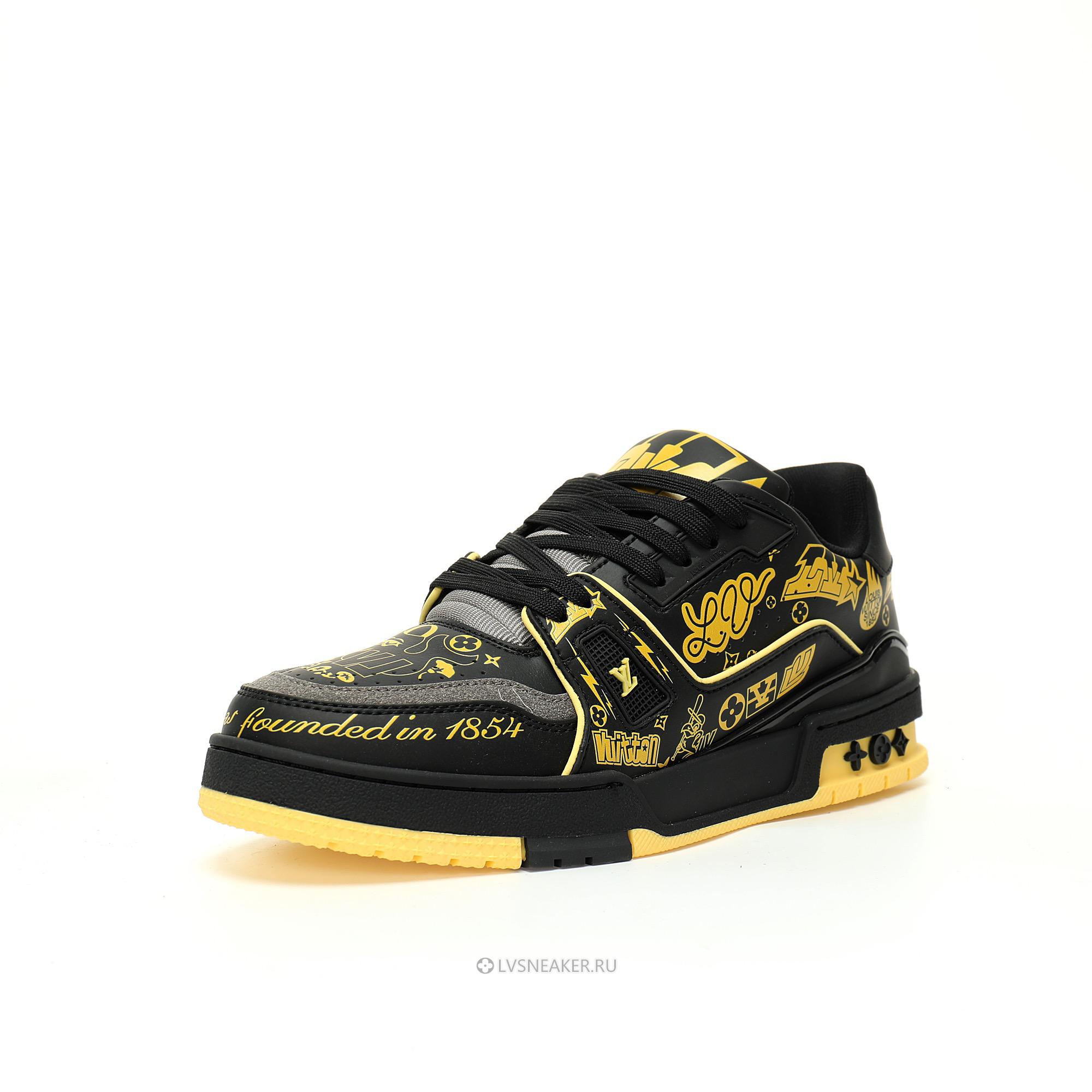 Louis Vuitton LV Trainer "Black Yellow Graffiti" 1ACEJT Sneakers