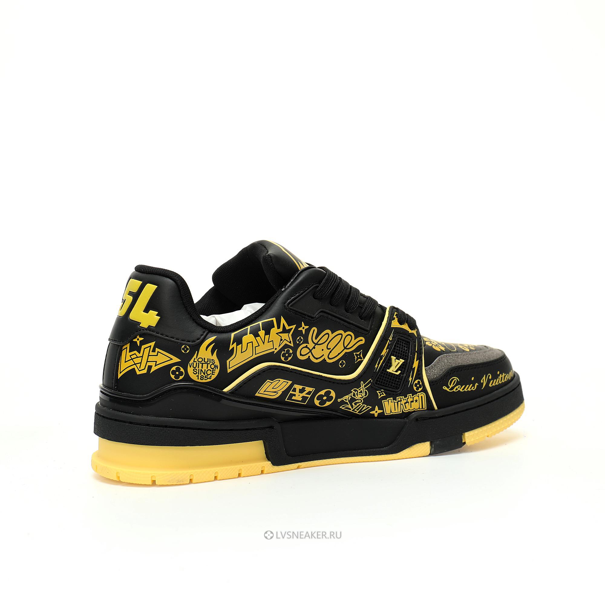 Louis Vuitton LV Trainer "Black Yellow Graffiti" 1ACEJT Sneakers